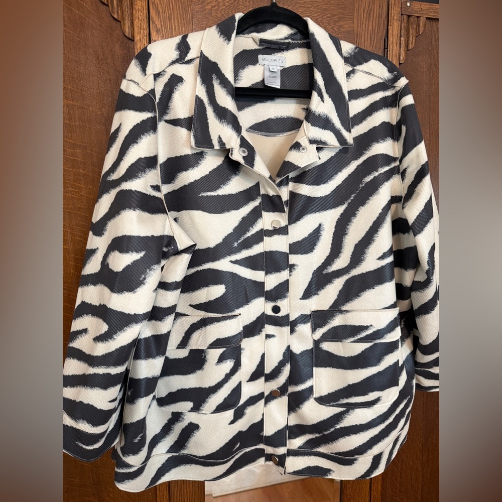 MULTIPLES Zebra Print Jacket - 1X